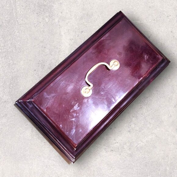 Vintage Bombay Company Mahogany Jewelry Box Red Velvet Lined w/ 2 Keys Large - Picture 13 of 16